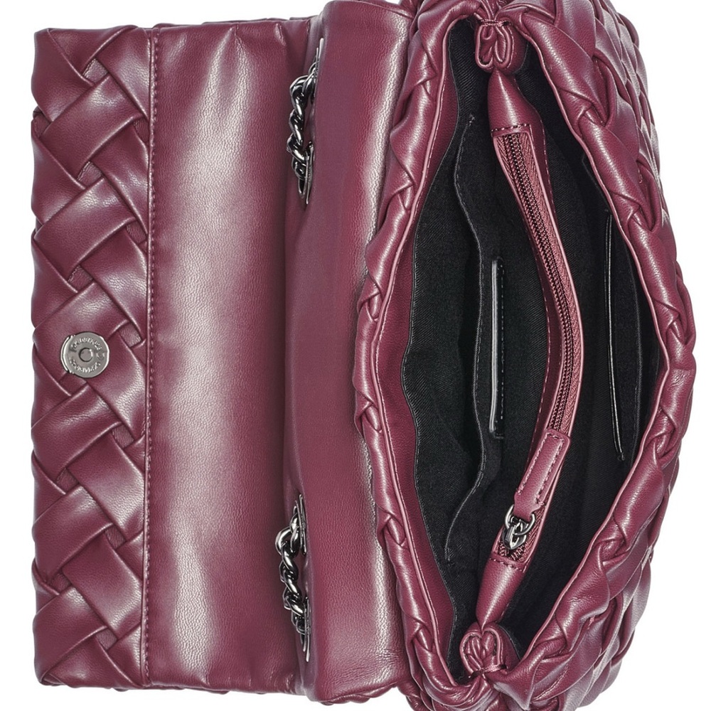 Karl Lagerfeld Burgundy Woven Chain Shoulder Bag - Picture 2 of 4